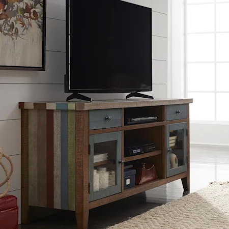 Rustic 60" TV Console with Adjustable Interior Shelving